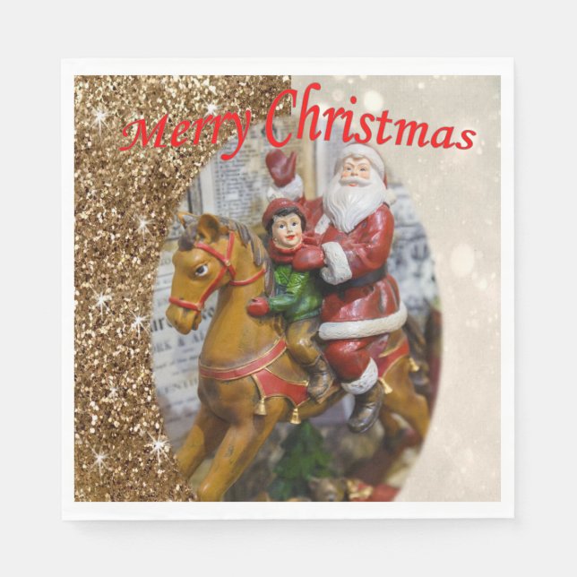 Christmas Paper Napkins, Merry Christmas, Vintage Napkins (Front)