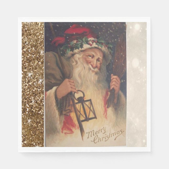 Christmas Paper Napkins, Merry Christmas, Vintage Napkins (Front)