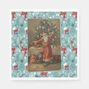 Christmas Paper Napkins, Merry Christmas, Vintage Napkins