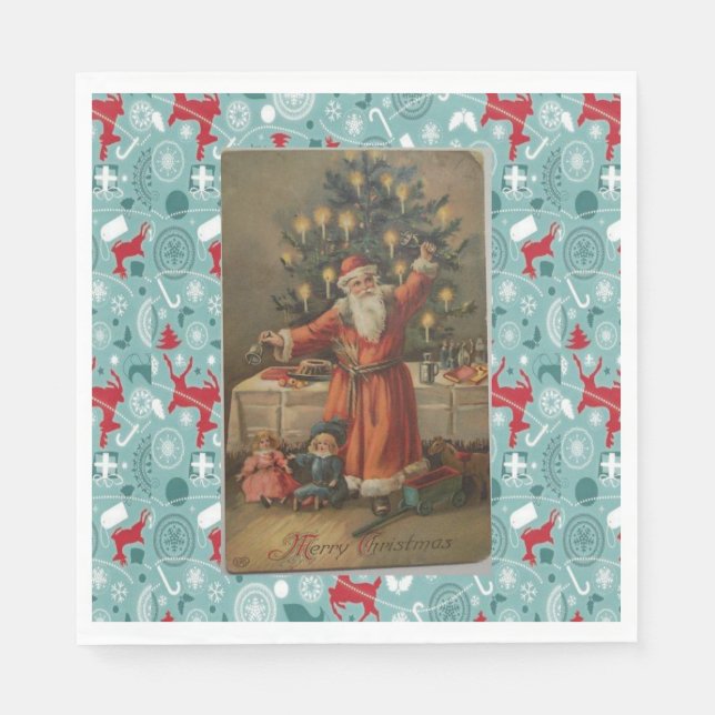 Christmas Paper Napkins, Merry Christmas, Vintage Napkins (Front)