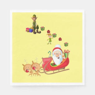 Christmas Paper Napkins, Merry ChristmasSanta Elf Napkins