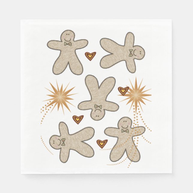Christmas Paper Napkins, Merry Gingerbread Man  Napkins (Front)