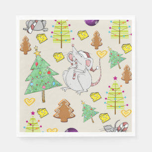 Christmas Paper Napkins, Mouse Mice Cheese Napkins
