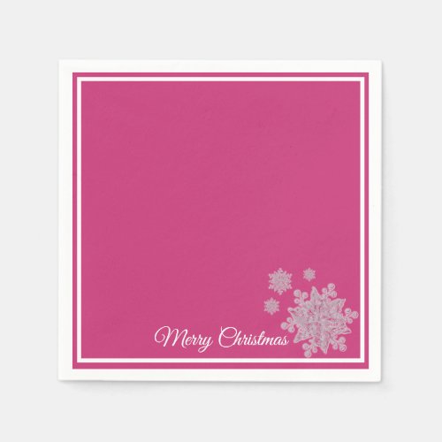 Christmas Paper Napkins Pink Snowflakes