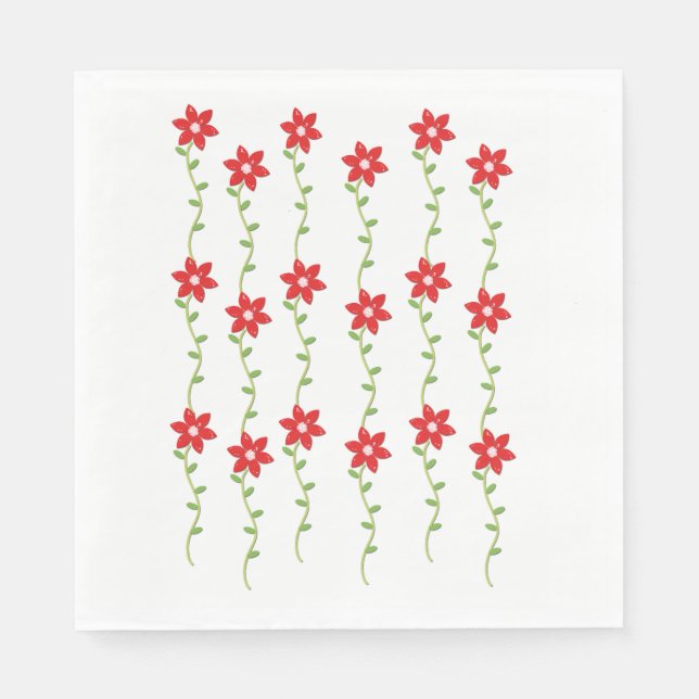 Christmas Paper Napkins, Poinsettia  Napkins (Front)