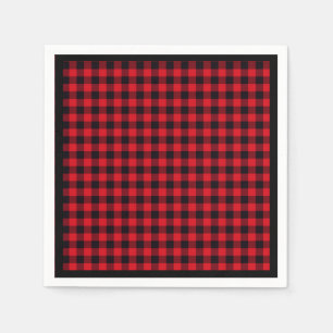 Christmas Paper Napkins Red & Black Buffalo Plaid