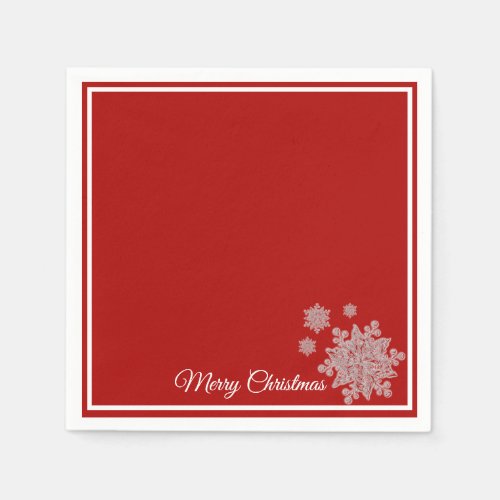 Christmas Paper Napkins Red Snowflakes