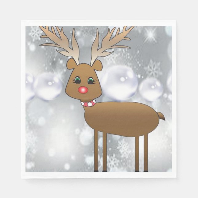 Christmas Paper Napkins, Reindeer Napkins (Front)
