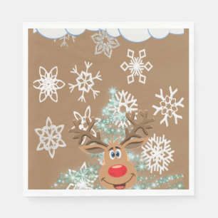 Christmas Paper Napkins, Reindeer Napkins