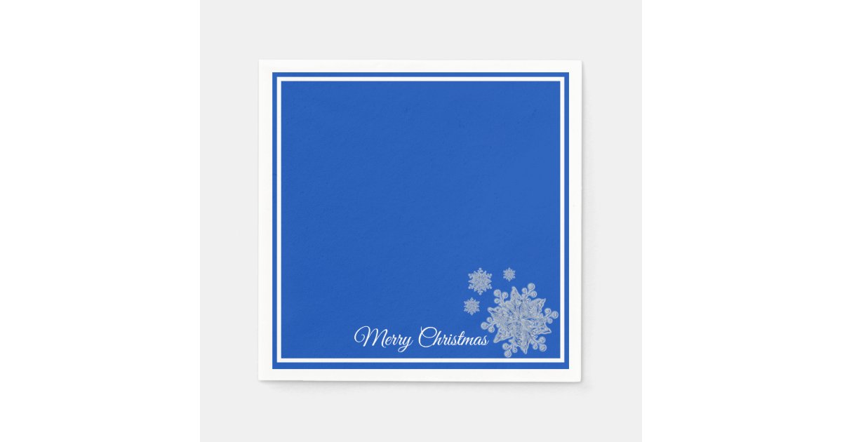 Christmas Paper Napkins Royal Blue Snowflakes Zazzle