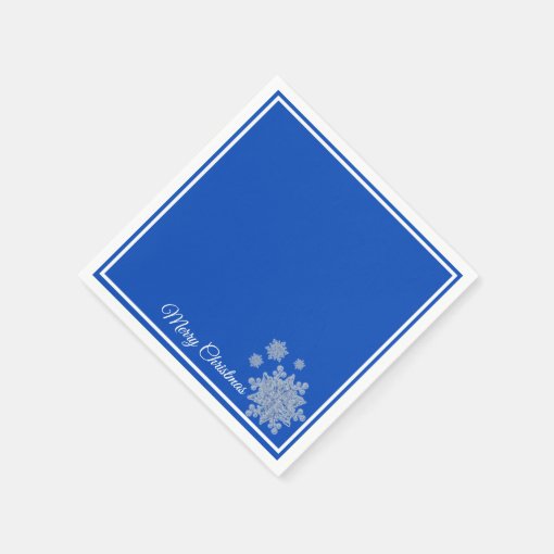 Christmas Paper Napkins Royal Blue Snowflakes Zazzle