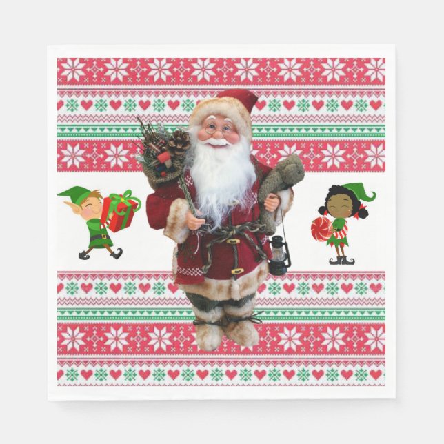 Christmas Paper Napkins, Santa Napkins (Front)