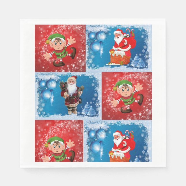 Christmas Paper Napkins, Santa Napkins (Front)