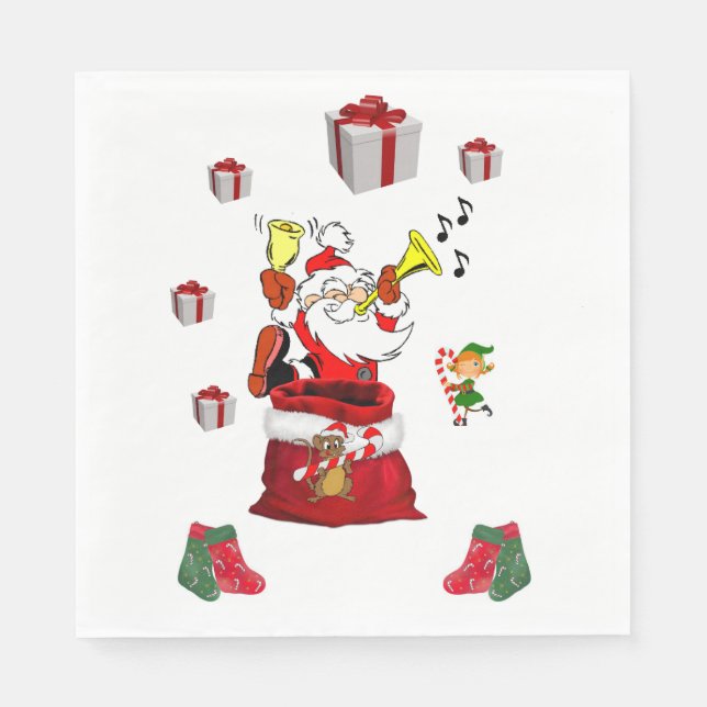 Christmas Paper Napkins, Santa Napkins (Front)