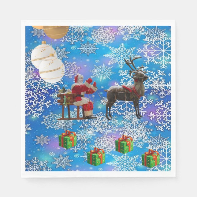 Christmas Paper Napkins, Santa Napkins (Front)