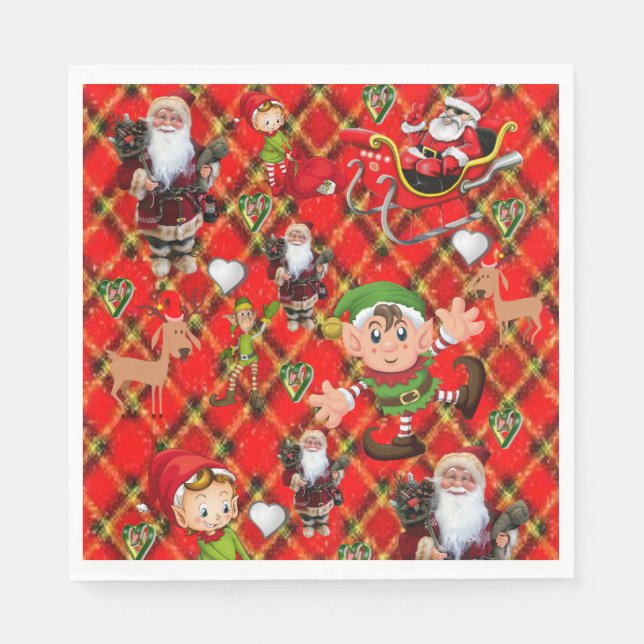 Christmas Paper Napkins, Santa Napkins (Front)