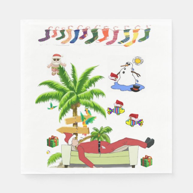 Christmas Paper Napkins, Santa Napkins (Front)