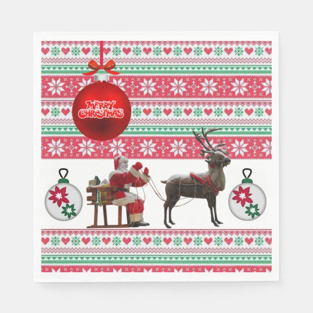 Christmas Paper Napkins, Santa Napkins (Front)