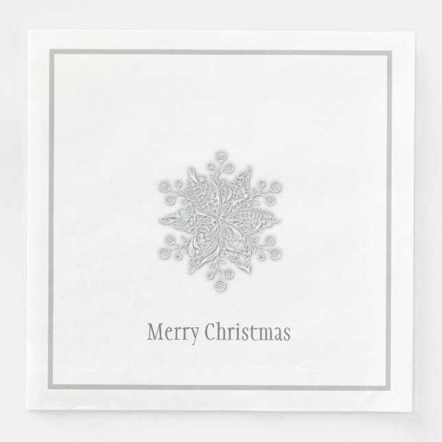Christmas Paper Napkins Silver Snowflake (Front)