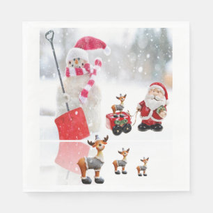 Christmas Paper Napkins, Snowman Napkins