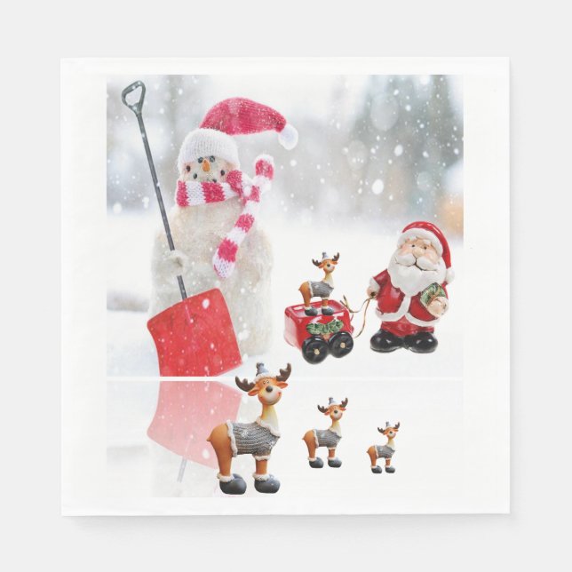 Christmas Paper Napkins, Snowman Napkins (Front)