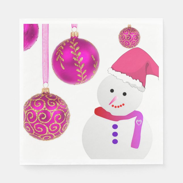 Christmas Paper Napkins, Snowman Napkins (Front)