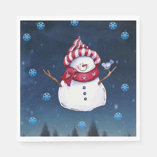 Christmas Paper Napkins, Snowman Napkins (Front)
