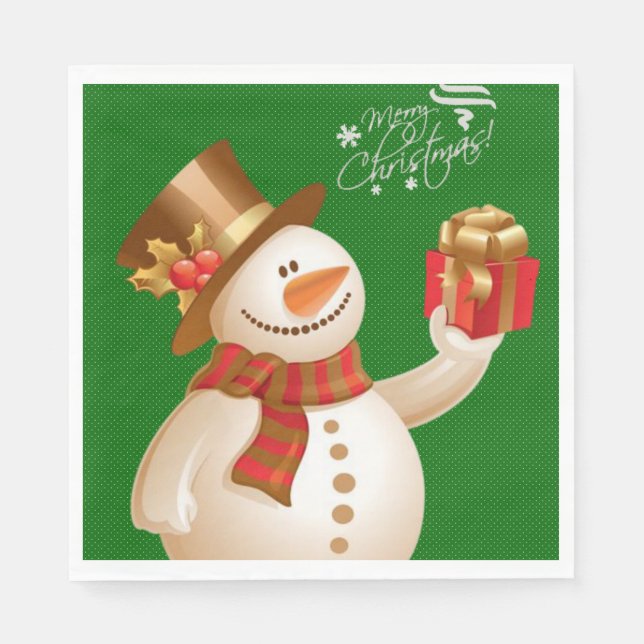 Christmas Paper Napkins, Snowman Napkins (Front)