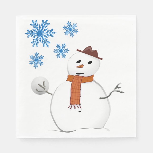 Christmas Paper Napkins, Snowman Napkins (Front)