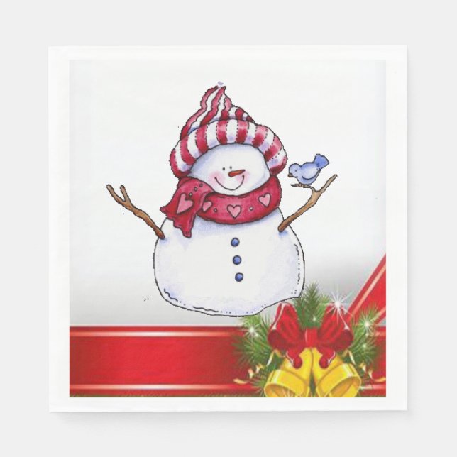 Christmas Paper Napkins, Snowman Napkins (Front)