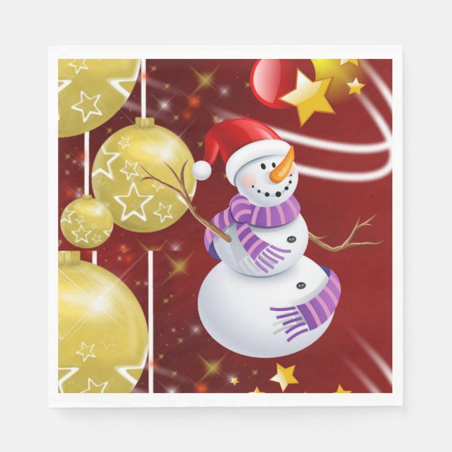 Christmas Paper Napkins, Snowman Napkins (Front)