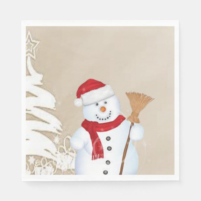 Christmas Paper Napkins, Snowman Napkins (Front)