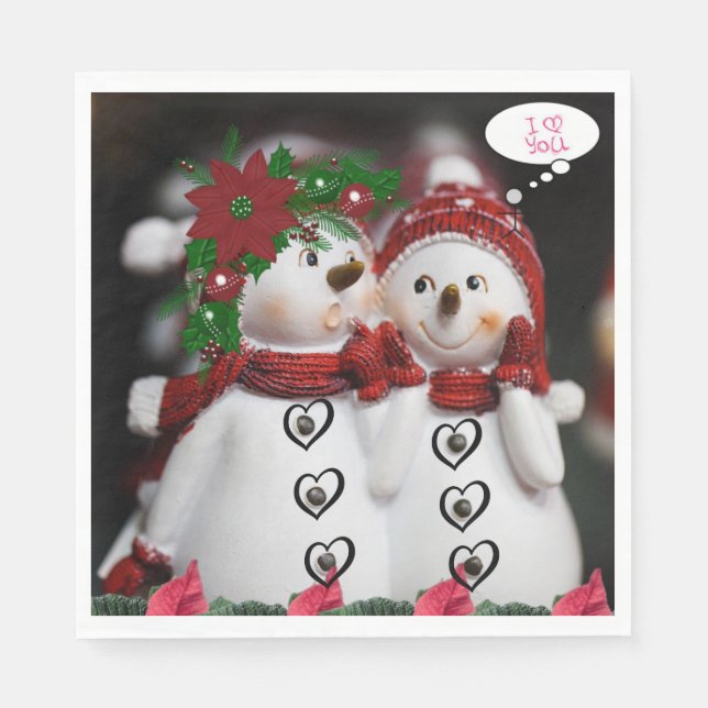 Christmas Paper Napkins, Snowman Napkins (Front)