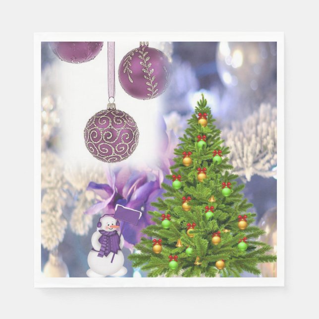 Christmas Paper Napkins, Snowman Napkins (Front)