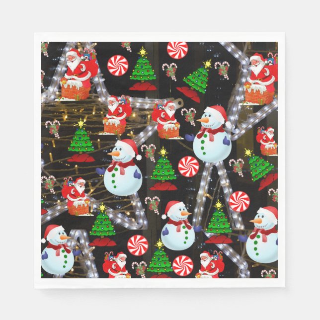 Christmas Paper Napkins, Snowman Napkins (Front)