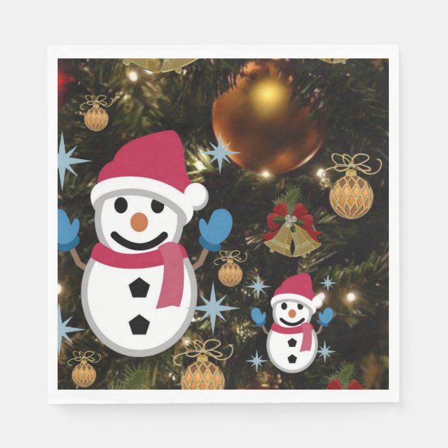 Christmas Paper Napkins, Snowman Napkins (Front)