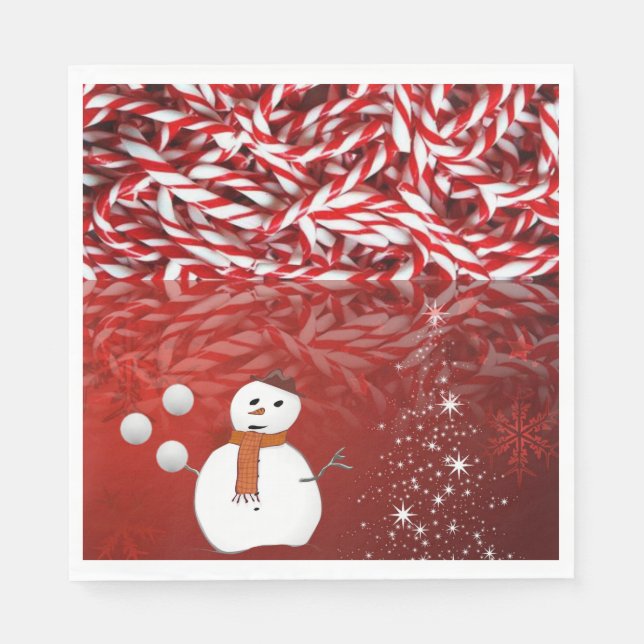 Christmas Paper Napkins, Snowman Napkins (Front)