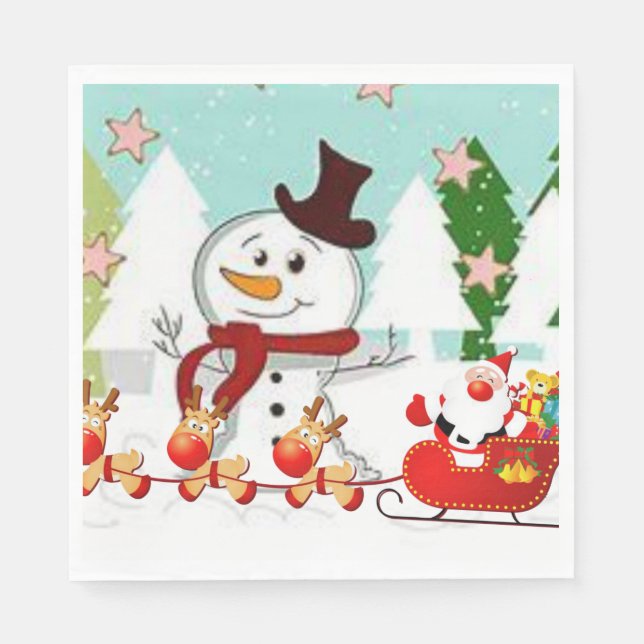 Christmas Paper Napkins, Snowman Napkins (Front)