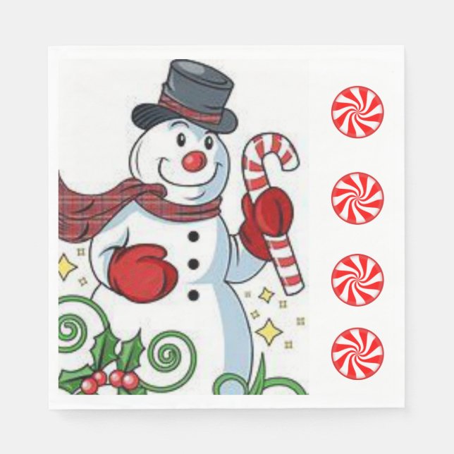Christmas Paper Napkins, Snowman Napkins (Front)