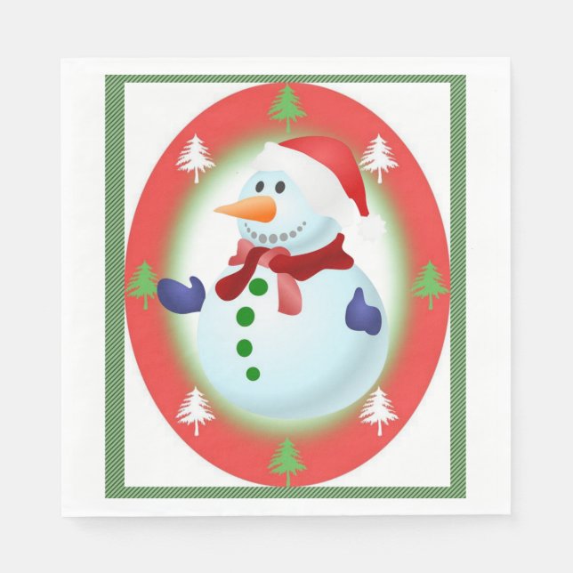Christmas Paper Napkins, Snowman Napkins (Front)