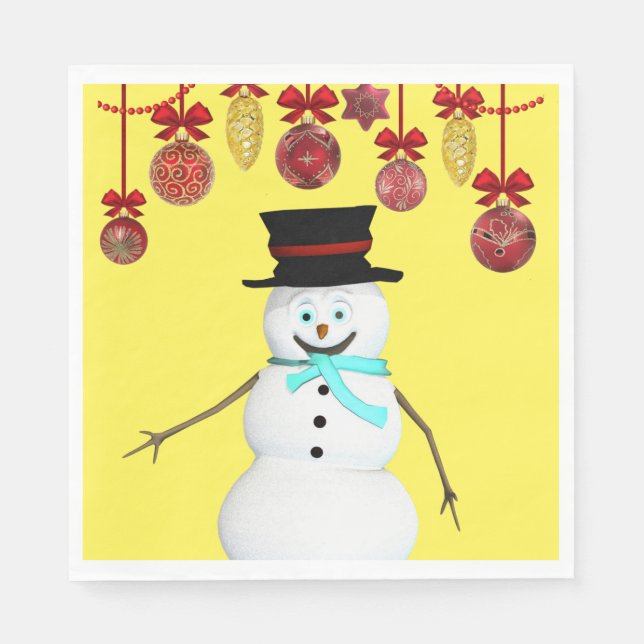 Christmas Paper Napkins, Snowman Napkins (Front)
