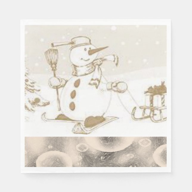 Christmas Paper Napkins, Snowman Napkins (Front)