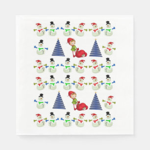 Christmas Paper Napkins, Snowman Napkins