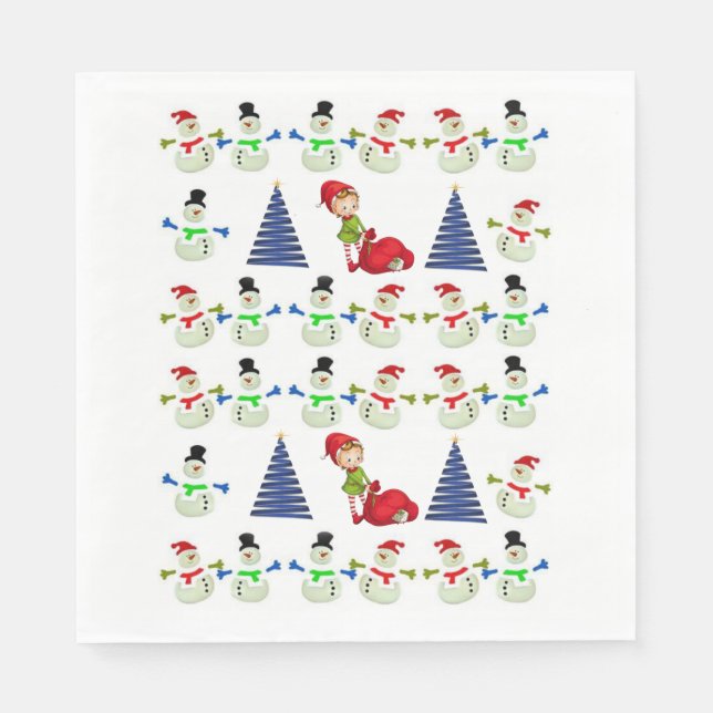 Christmas Paper Napkins, Snowman Napkins (Front)