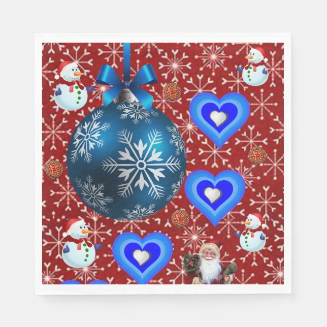 Christmas Paper Napkins, Snowman Napkins (Front)