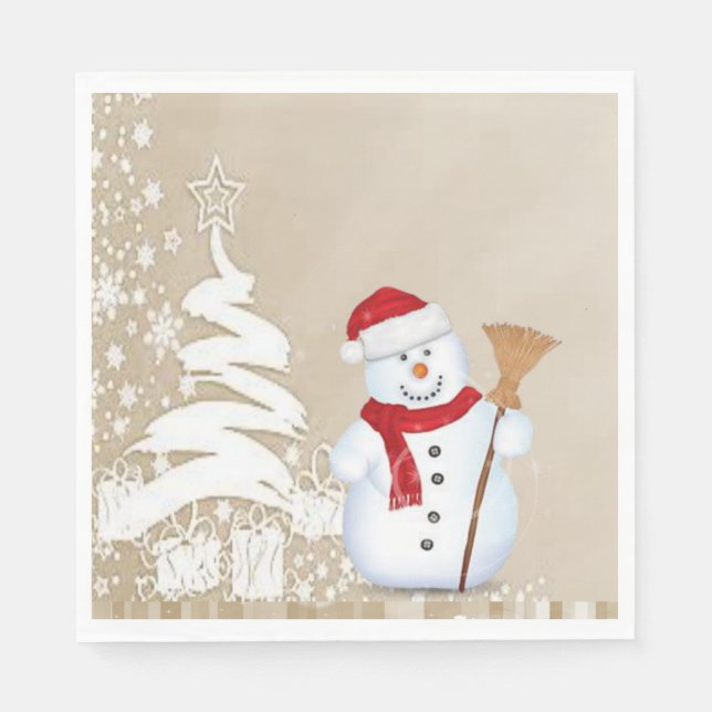 Christmas Paper Napkins, Snowman Napkins (Front)