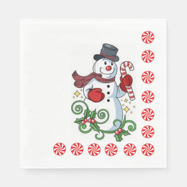 Christmas Paper Napkins, Snowman Napkins (Front)