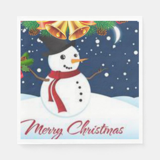 Christmas Paper Napkins, Snowman Napkins (Front)