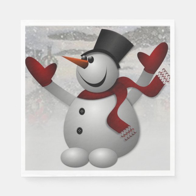Christmas Paper Napkins, Snowman Napkins (Front)