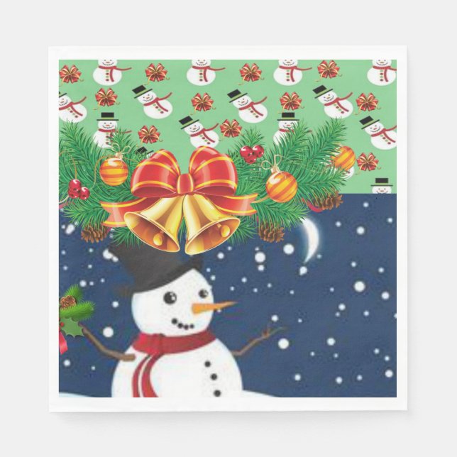 Christmas Paper Napkins, Snowman Napkins (Front)